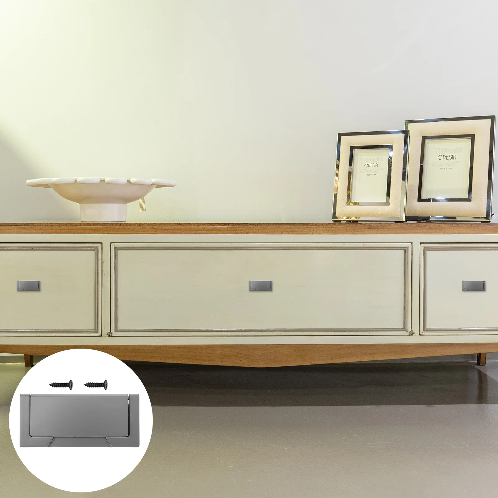 Wardrobe Invisible Drawer Flat Handle Zinc Alloy Durable Heavy Duty Smooth Touch for Cabinets Closets Furniture Pulls