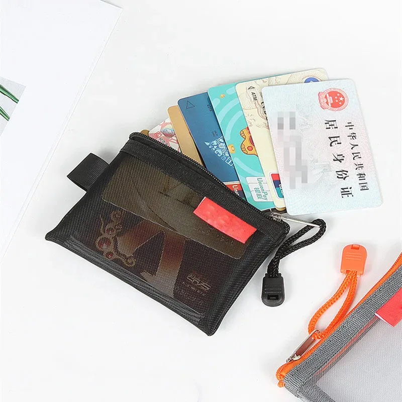 1-5 pezzi mini borse per monete in rete soldi auricolari linea dati borsa di immagazzinaggio porta carte di credito custodia con cerniera borse piccole portatili da viaggio