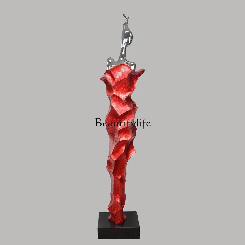 

yj32 Abstract human sculpture ornament Floor-to-ceiling artwork in hotel lobby, creative, simple and modern decoration