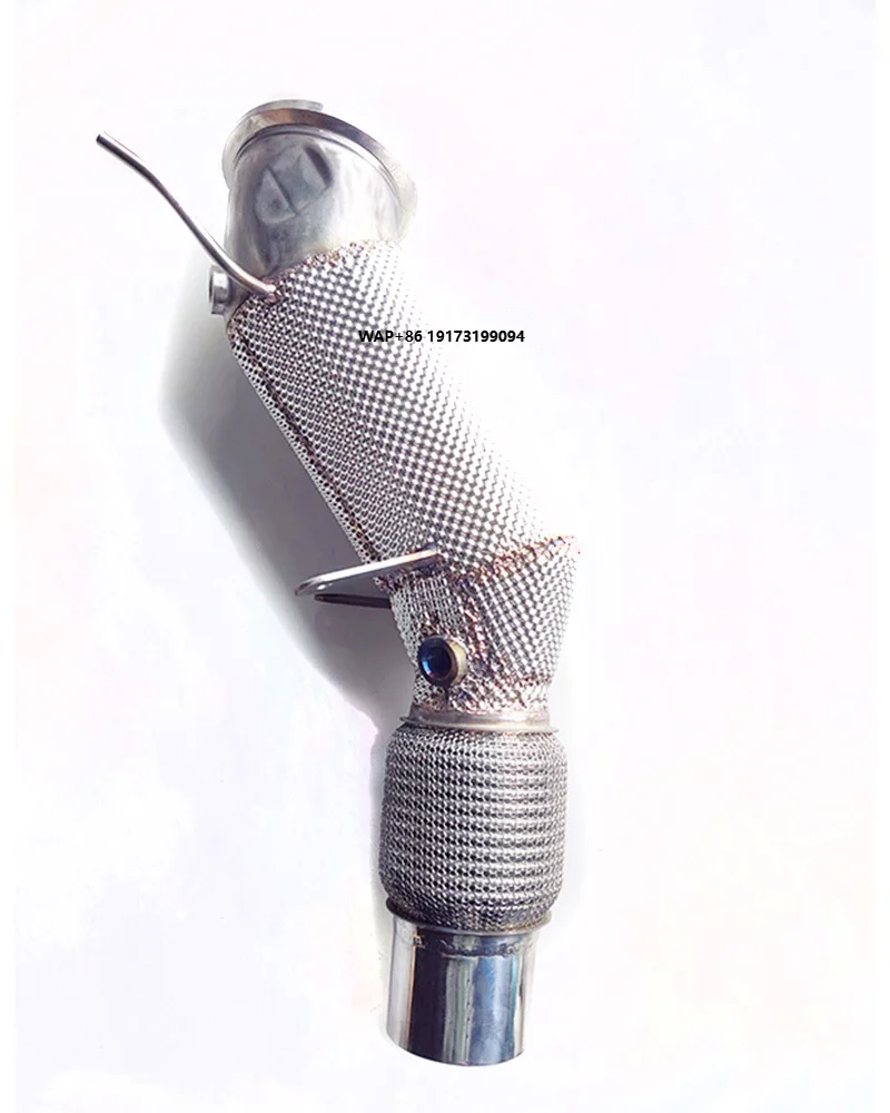 Auto Exhaust Downpipe Ss304 Stainless Steel High Flow Catted Downpipe With Heat Shield  for  B48 2.0T  F30/F32/G80/G82