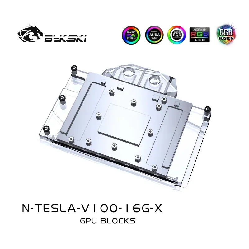 Imagem -03 - Bykski-gpu Water Cooling Block para Nvidia V100 Vga Cooler Placa Gráfica Fhl 5v A-rgb 16gb