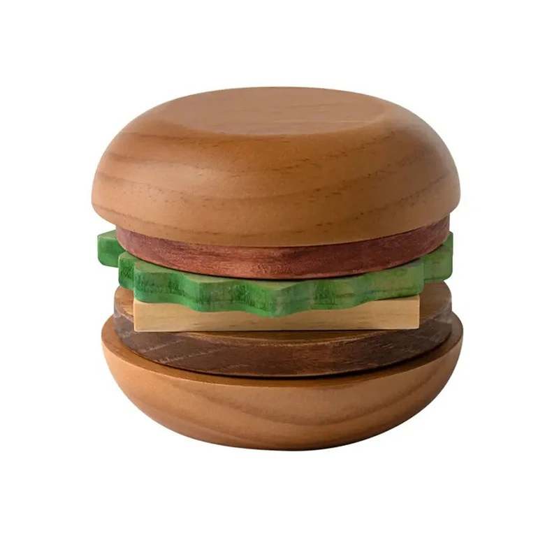 

Natural pine coaster, hand-brewed coffee, filter cup holder combination, hamburger shape