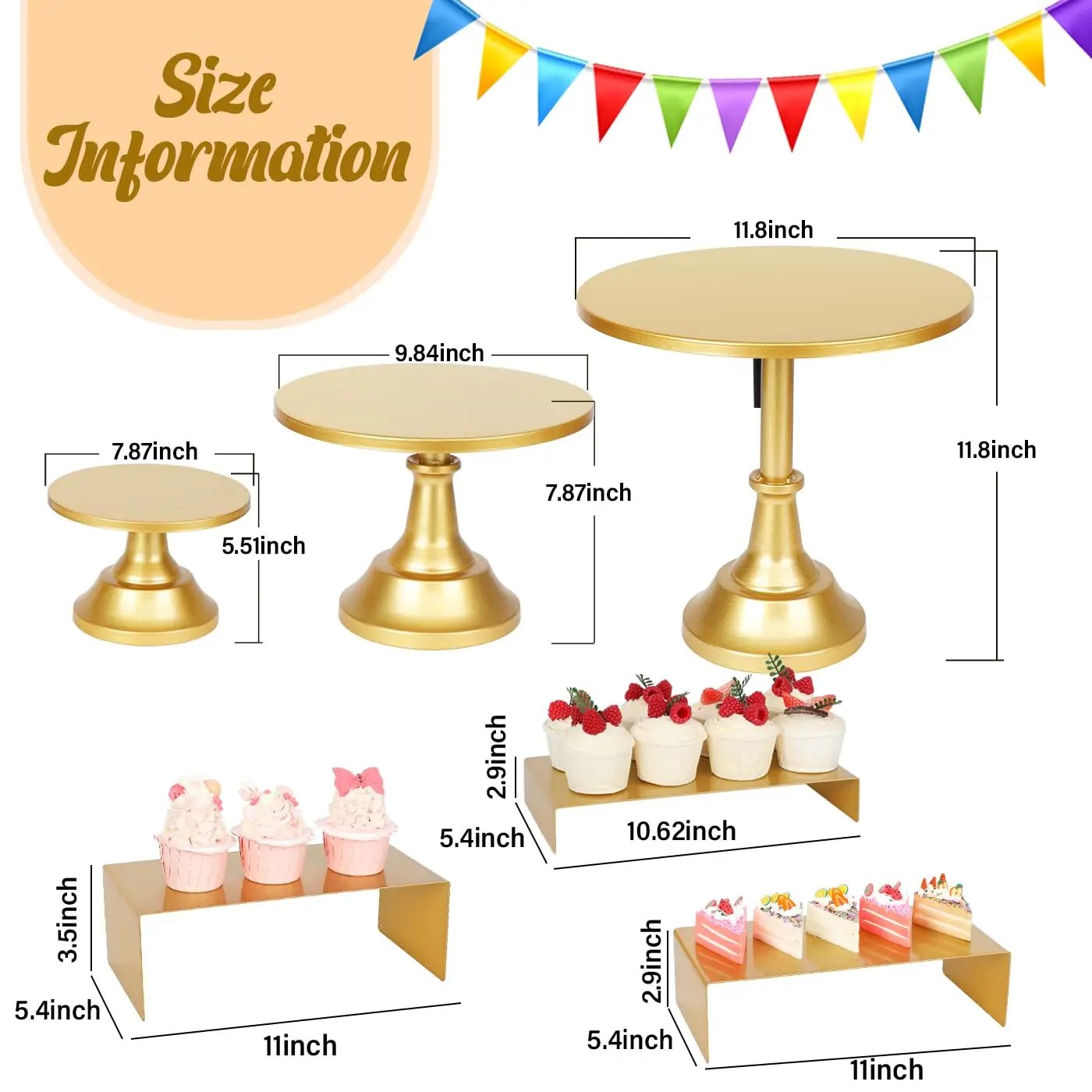 6-piece cake holder set, gold metal cake holder for parties, dessert table display set circular cake base holder Wedding Decorat