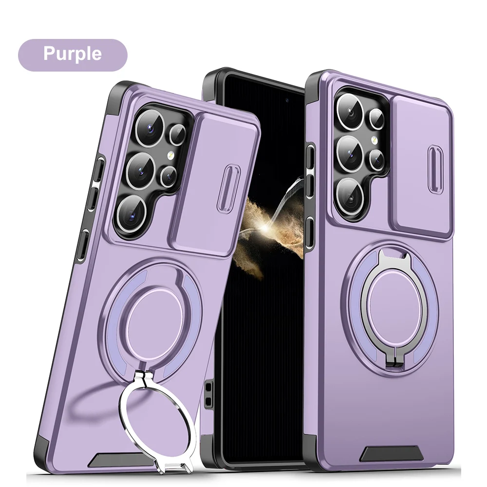 حافظة هاتف مغناطيسية 360 درجة °   حامل تدوير لهاتف سامسونج A56 A16 A36 A55 A15 A14 A07 A06 لدرع الشحن اللاسلكي Magsafe