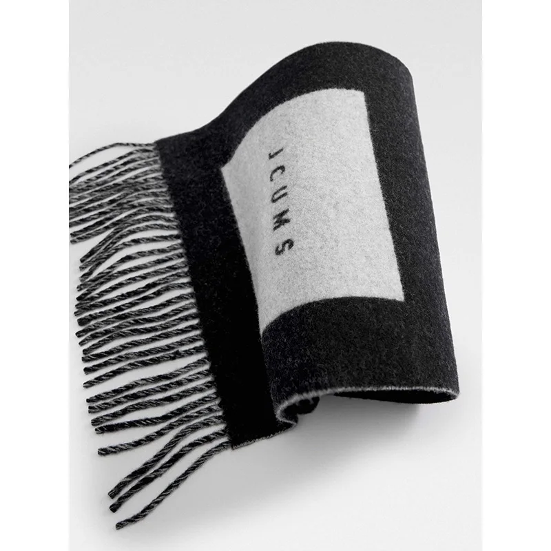 Bufandas de invierno para mujer, marca de lujo, alta calidad, 100% bufanda de lana, chal, moda femenina, letras cálidas, envolturas Pashmina de Cachemira 2025