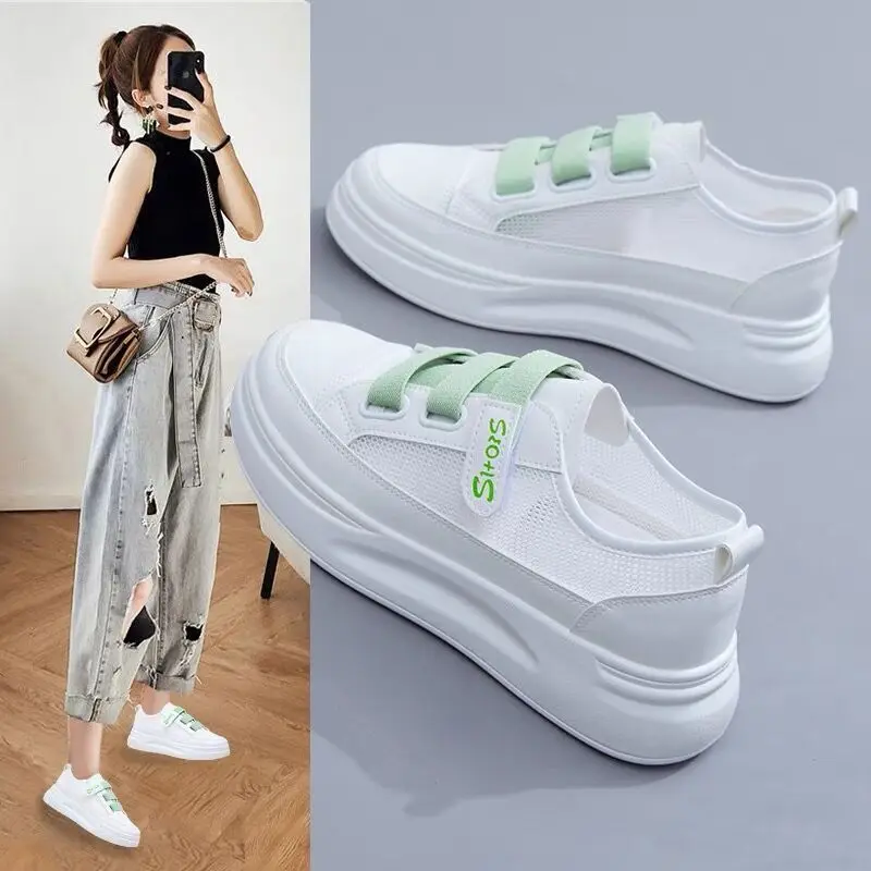 Woman Light Mesh Breathable Ladies Casual Shoes Fashion Hook & Loop Sneakers Women\'s Shoe Summer New Comfortable Sport Shoe