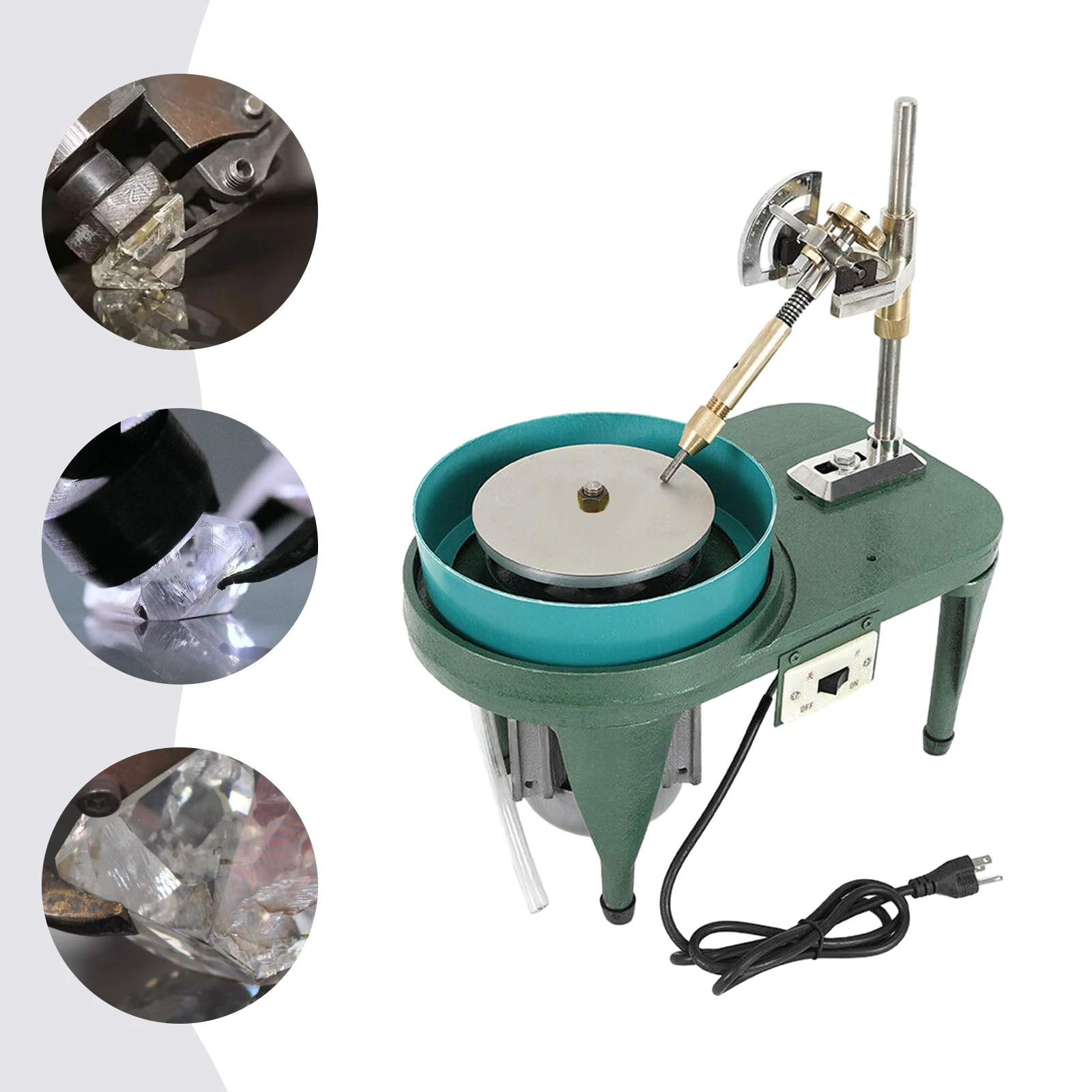 Smerigliatrice piatta per pietre preziose da 180 W 2800 giri/min Macchina per sfaccettatura di gemme Disco per lucidatura da 15 cm per strumenti per smerigliatrice piatta da lavoro lapidario ﻿