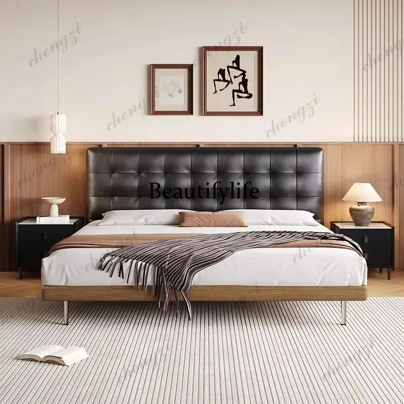 European Queen Double Bed Elegant Pretty Unique Solid Wood Platform Bed Bases Bedroom Modern Cama Box Solteiro Home