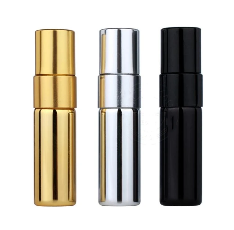 

200pcs 3ml Mini Perfume Bottle Aluminium Spray Atomizer Bottles Sample Empty Gold Silver Black Glass Vials SN1823