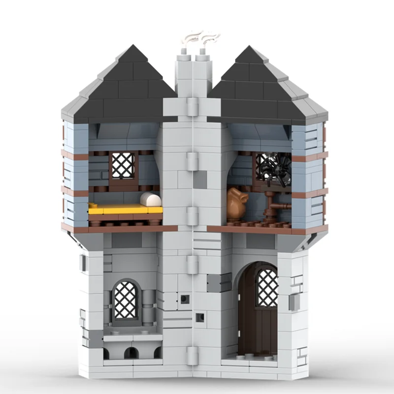 Medieval Castle Model Moc Building Bricks Modular Mini Blue Medieval House Technology Blocks Christmas DIY Toy Construction Gift
