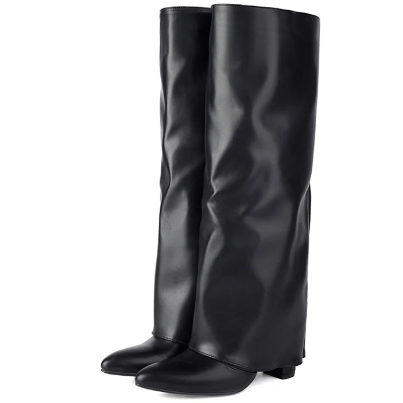 

Женские сапоги до колена, зимняя обувь 2025 года, черные, белые, розовые сапоги на каблуке, длинные ботинки, женская обувь, большой размер 44