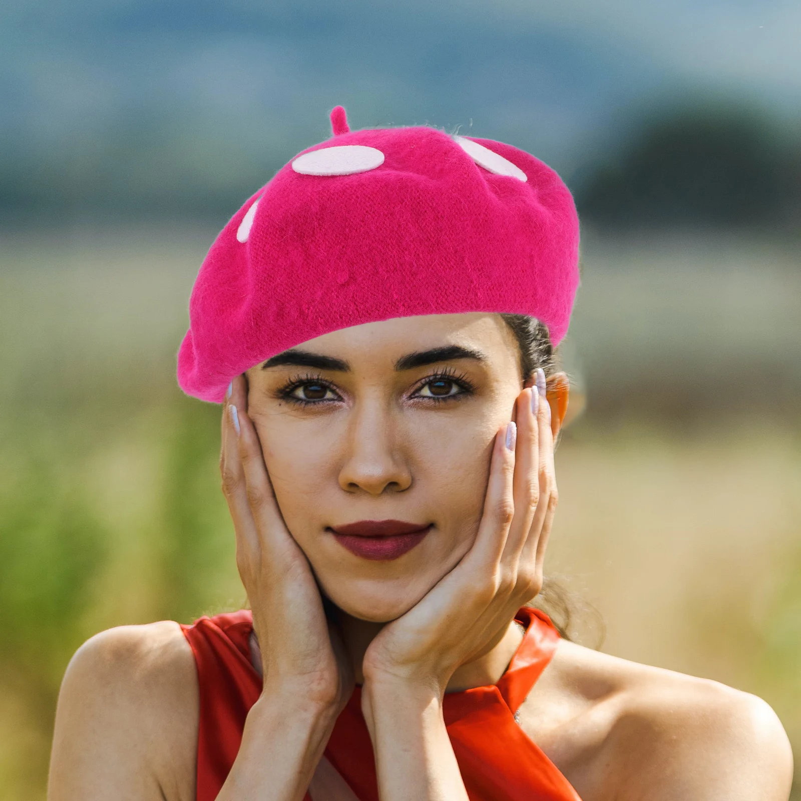 

Mushroom Beret Woolen Party Favor Decor Christmas Headband Halloween Mushroom Cosplay Cap Costume Accessories