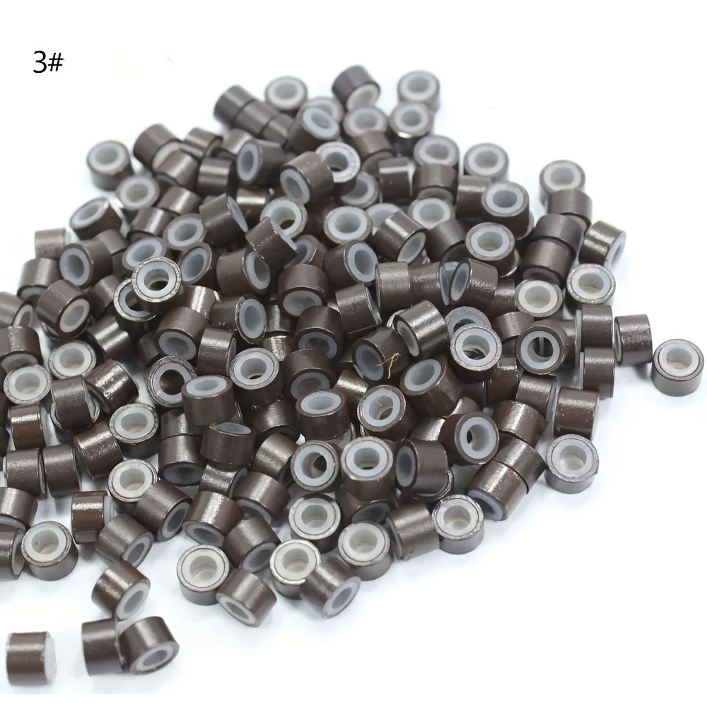 

100pcs 5.0*3.0*3.0mm Micro Silicone Lined Rings/Beads MICRO Ring Link Crimp Beads Hair Extensions Tools Wig Hair Extension