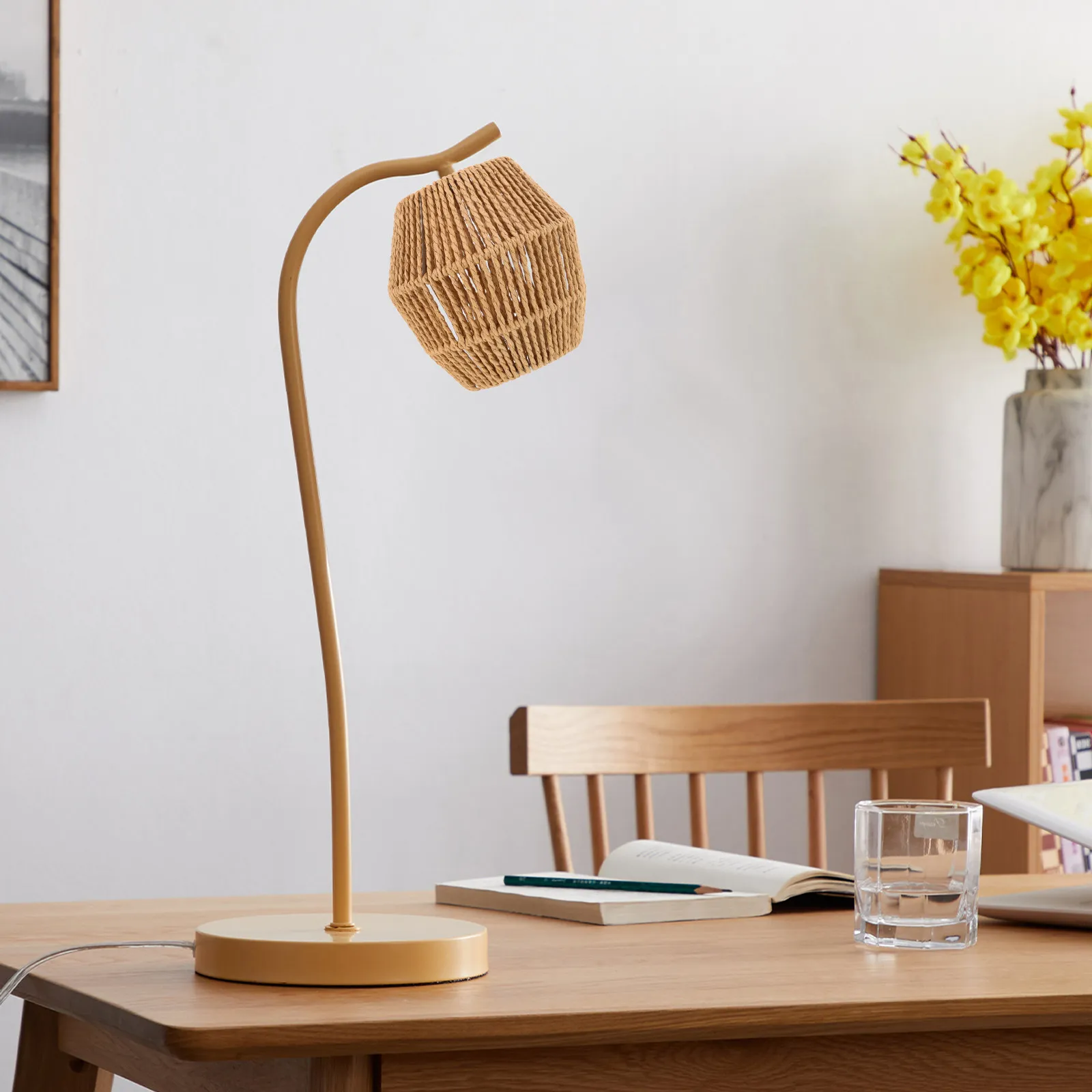 LED Lamp Shade Paper Rope Vintage Woven Hanging Light Cover Rustic Ceiling Light Cover Restaurant Bar Home Decoration
