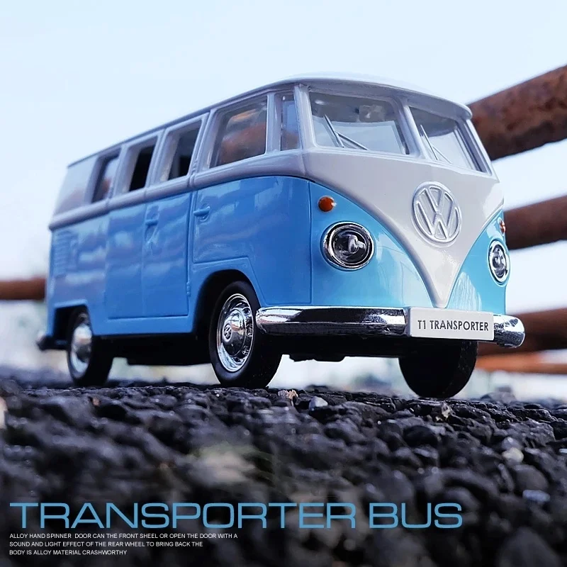 1:36 Volkswagen VW T1 Bus Alloy Diecasts Toy Car Models Metal Vehicles Classical Buses Pull Back Collectable Toys For Children