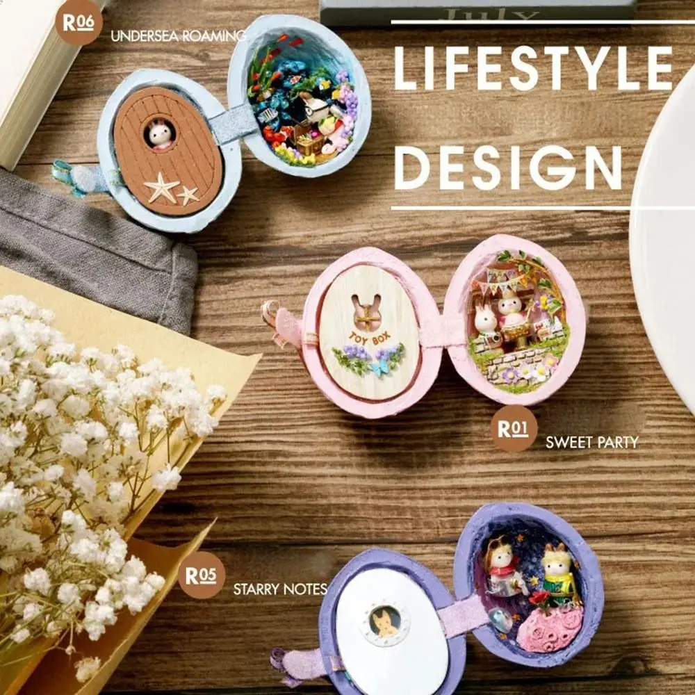 DIY Cabin Model Micro Walnut World Miniatuur Dollhouse Kit Nut Secret 3D Houten Miniaturas Dollhouse Handgemaakt