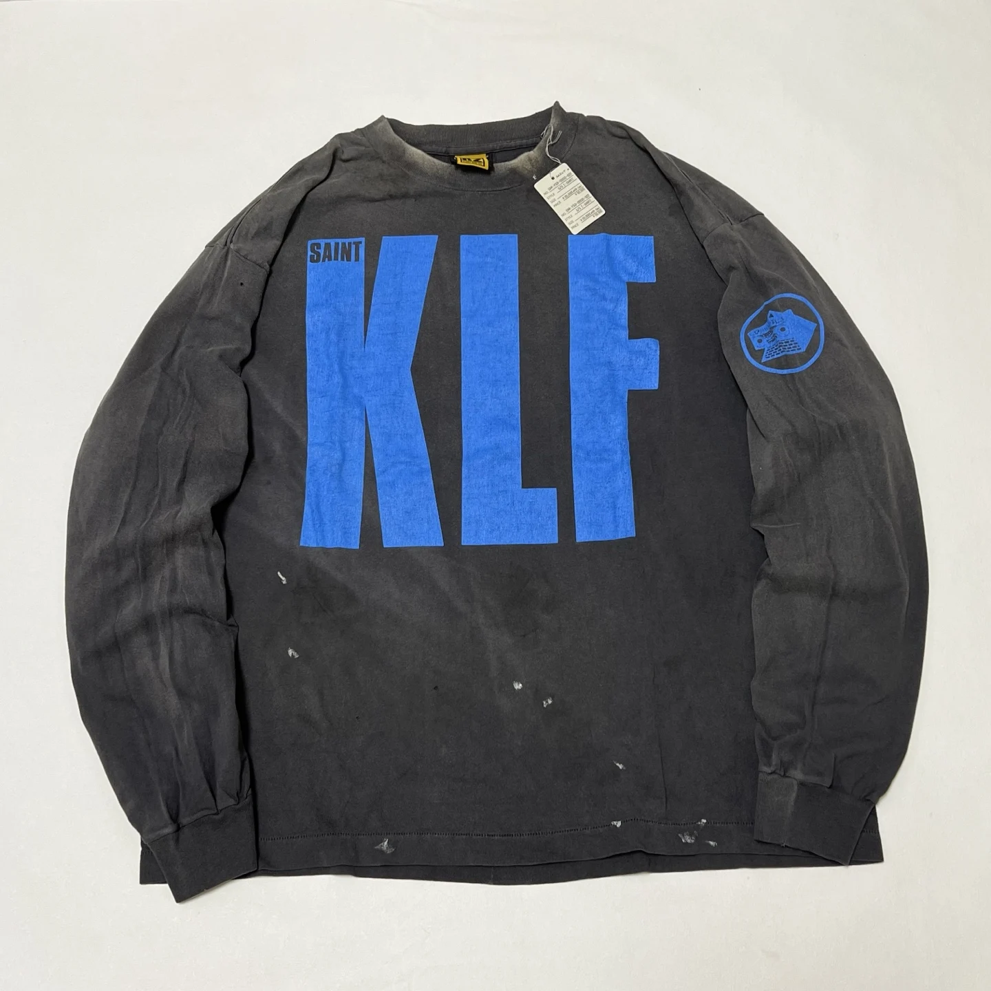 

Винтажная футболка KLF BLUE Saint для мужчин и женщин, 1:1, лучшее качество, потертые футболки, футболка