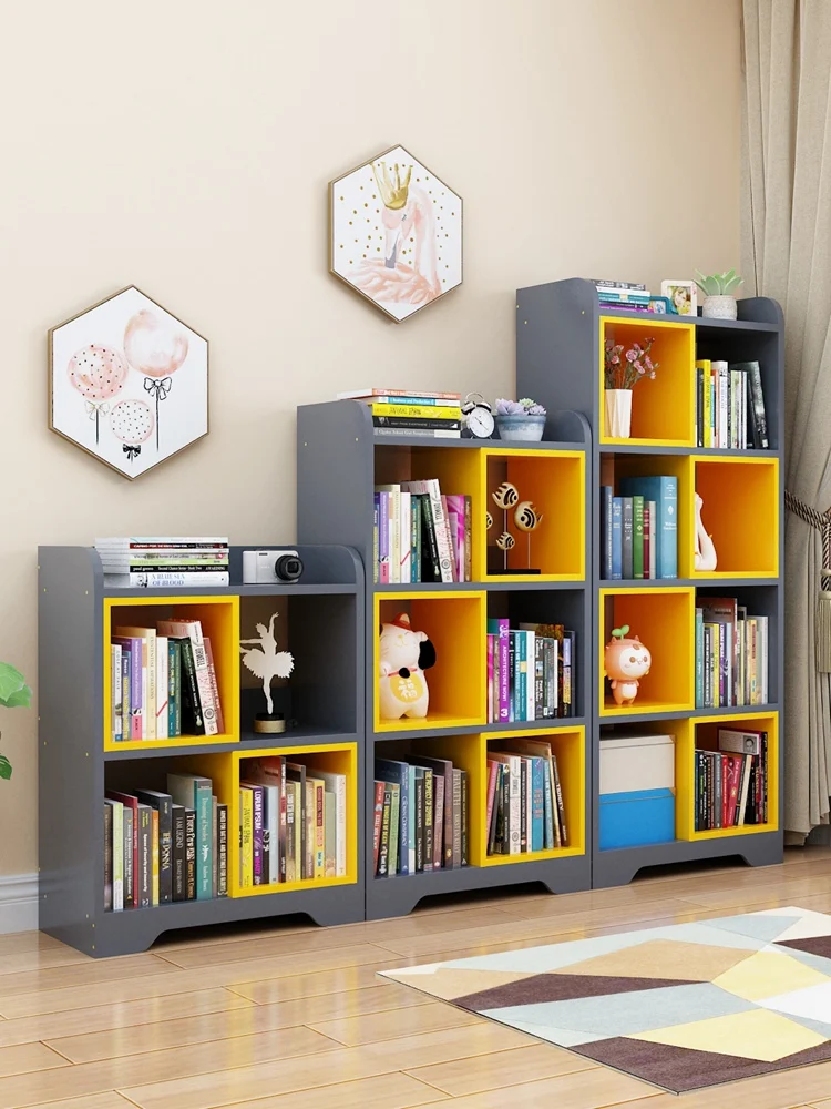 Floor-to-ceiling bookshelves against the wall, household small bookcases, multi-storey shelves for students, simple and modern