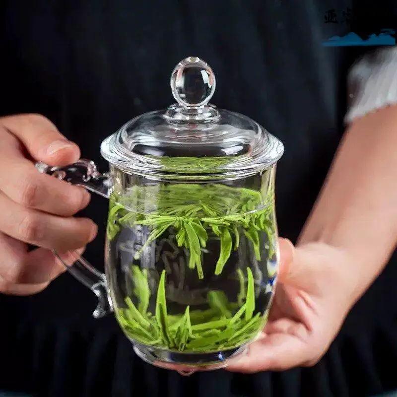 

Daily Office Use Explosion Proof Glass Cup for Drinking Water Home Use Unisex Large Capacity Tea Cup with Lid Ins Style Trian...