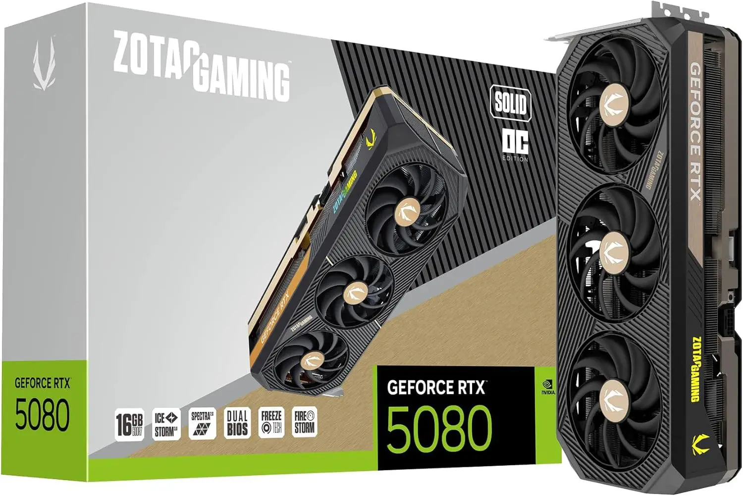 

Видеокарта GeForce RTX 5080 Solid OC 16 ГБ GDDR7 PCIE 5.0 DLSS 4 IceStorm 3.0 Cooling Spectra 2.0 ARGB Lighting ZT-B50800J-10P
