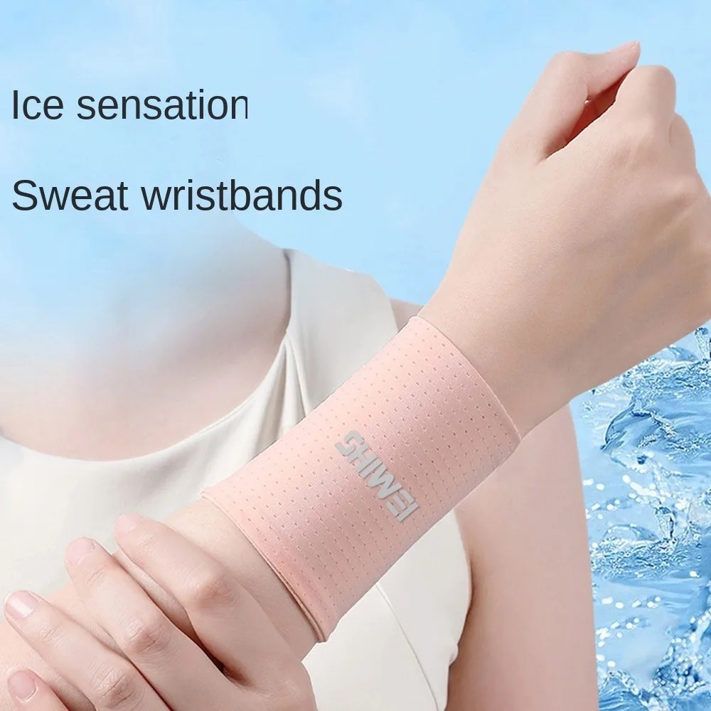 

1pair Cold Feeling Badminton Wristband Wrist Protection Sweat-absorbing Sports Wristbands Elastic Thin Wrist Protector Running