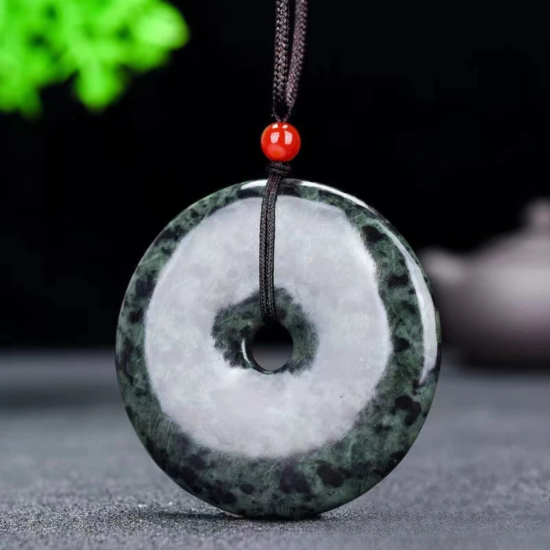 Natural Tibetan Jade Medicine King Stone Large Safety Buckle Pendant with Magnetic Serpentine Jade Peace Buckle Pendant