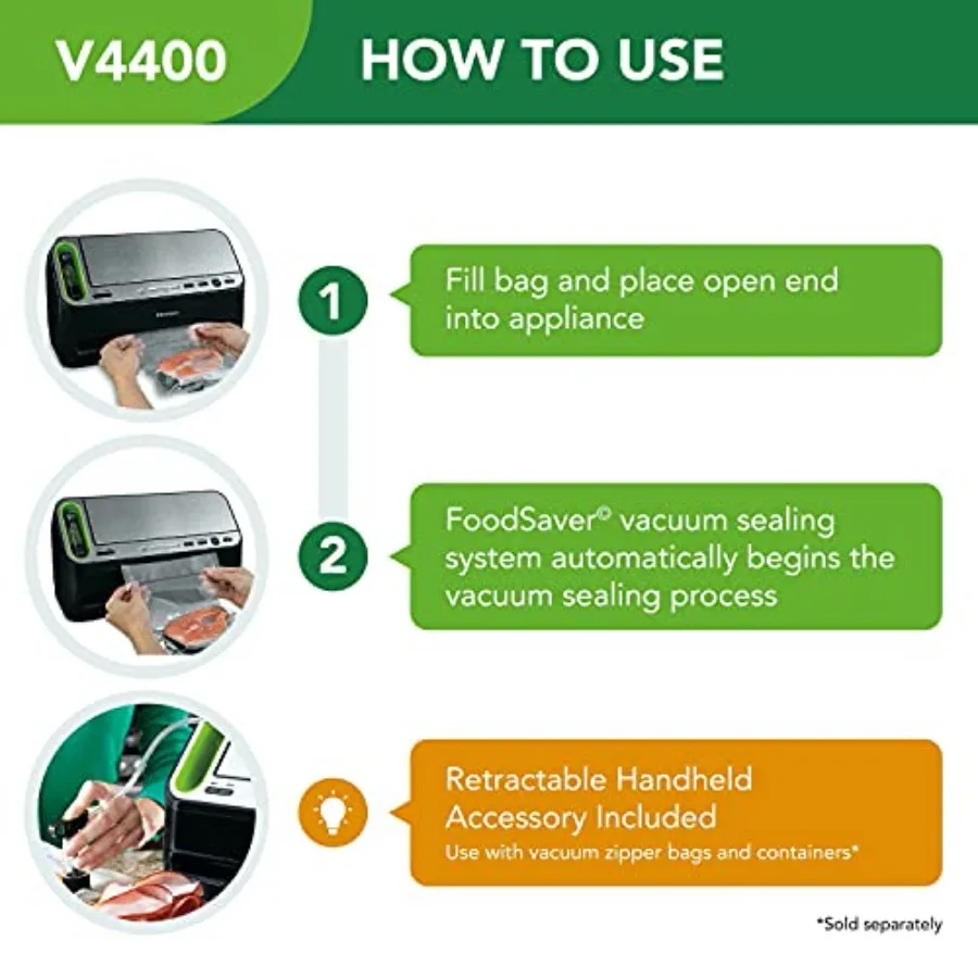 V4400 Macchina per sottovuoto 2in1 con rilevamento automatico di sacchetti per sottovuoto e kit di avviamento