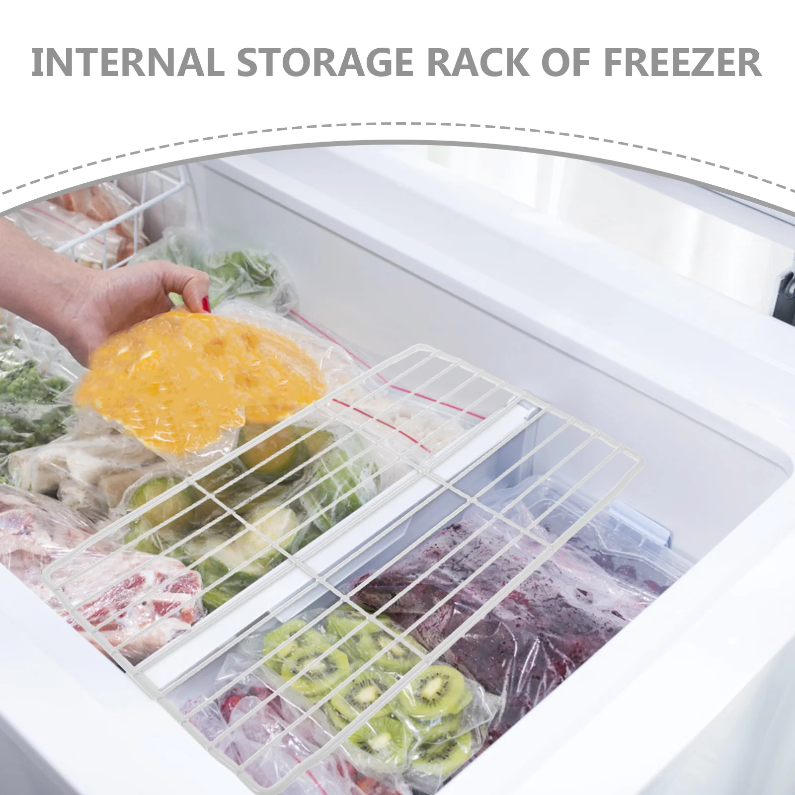 

2 pcs Storage Rack White Wire Mesh Freezer Organizer For Home Kitchen Restaurant, Refrigerator Shelf Divider,