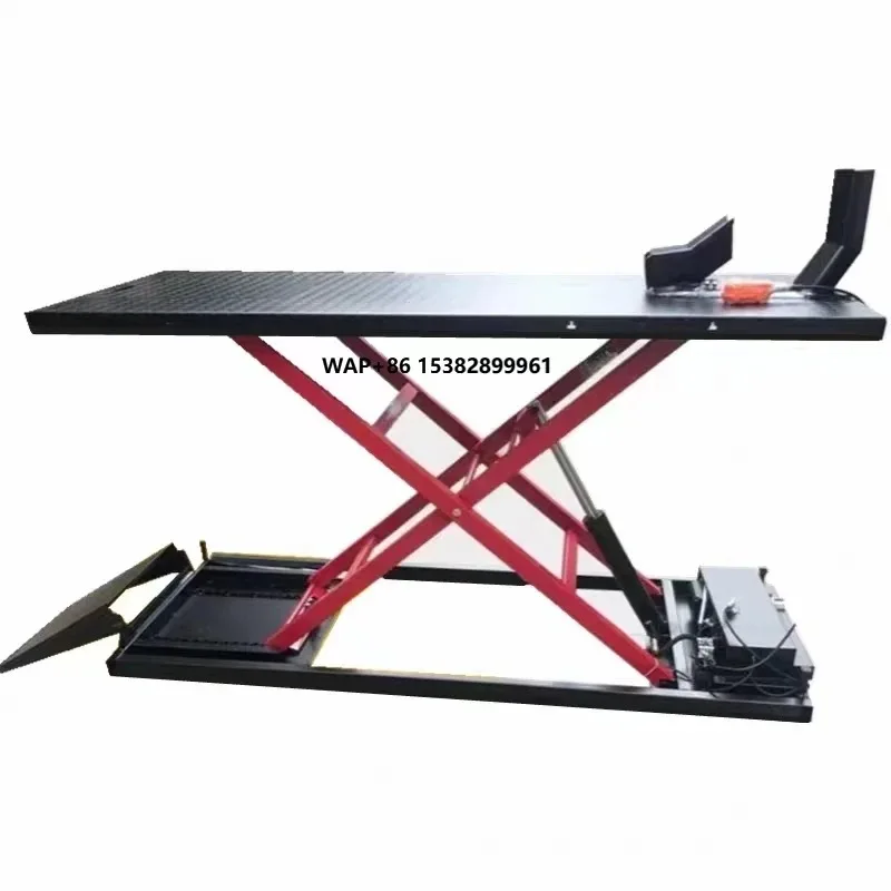 

600kg Electric Motorbike Lifter 200*60cm Platform Hydraulic Scissor Double Cylinder Lift
