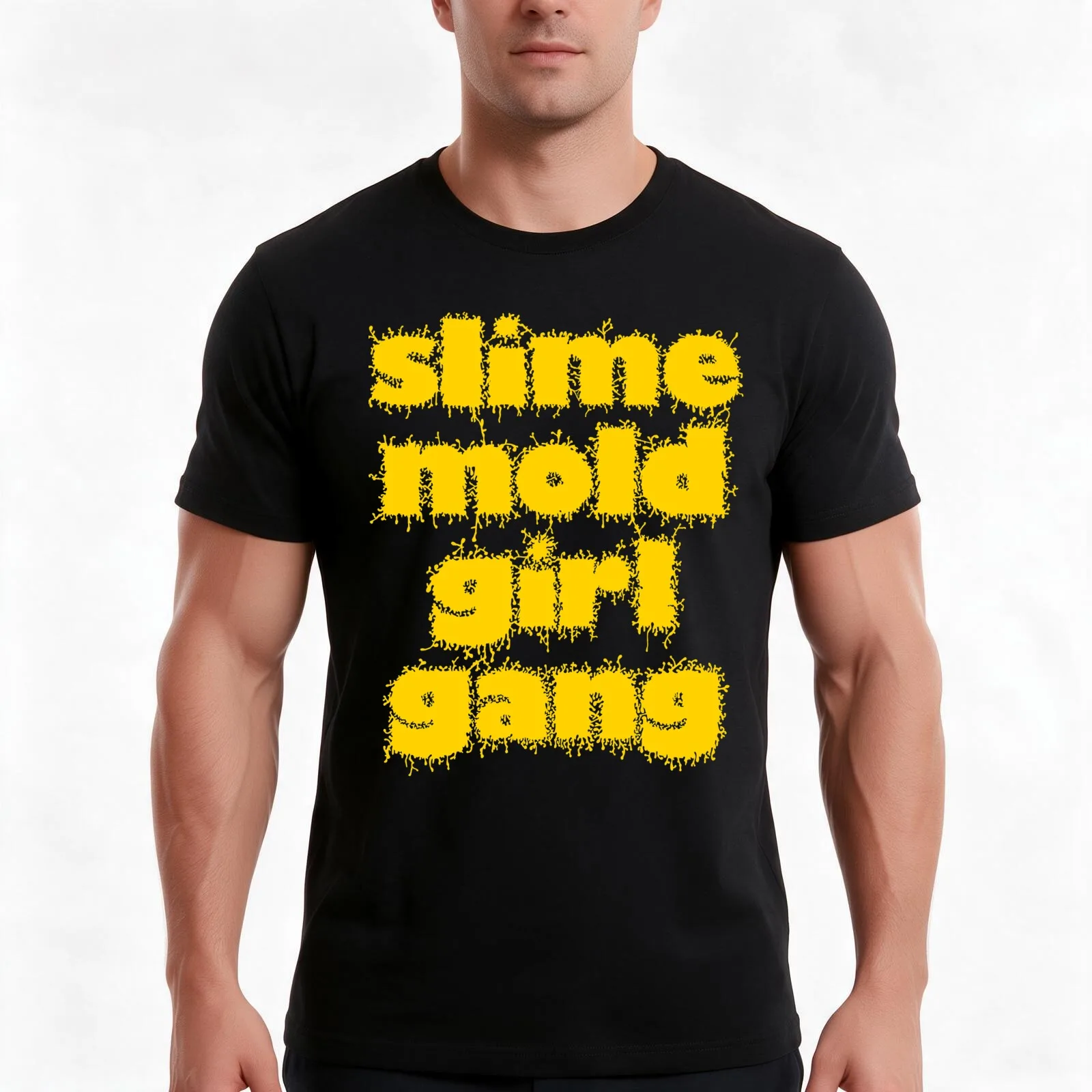 Slime Mold Girl Gang T-Shirt, Summer Casual Cotton Tee, Oversized Streetwear Tops, Vintage Graphic Print, Loose Fit Short Sleeve