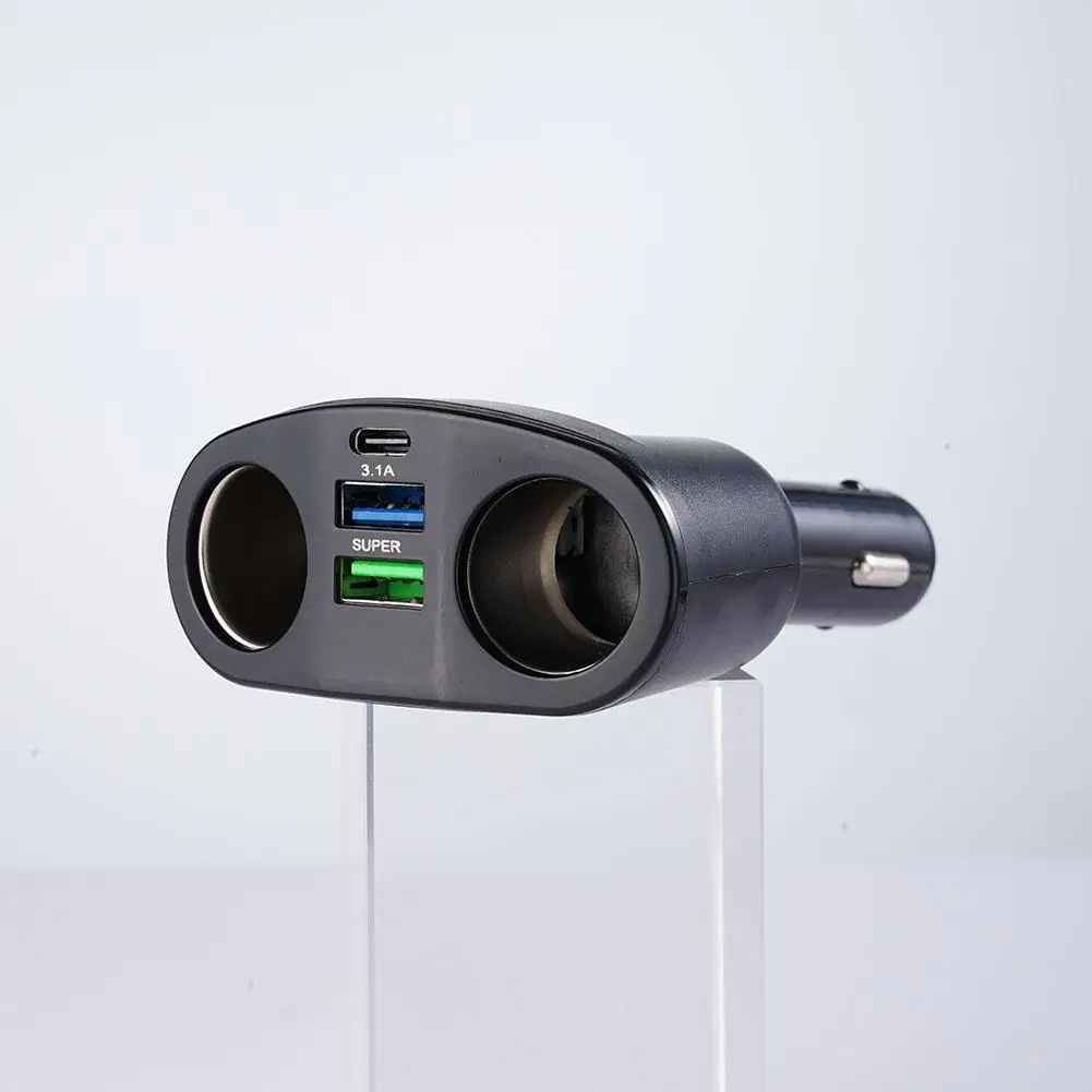 1 Stück Autoladegerät 360 °   Dual USB Typ-C Autoladegerät Digital QC3.0 Schnellladung Multifunktions-Zigarettenanzünder-Verteiler