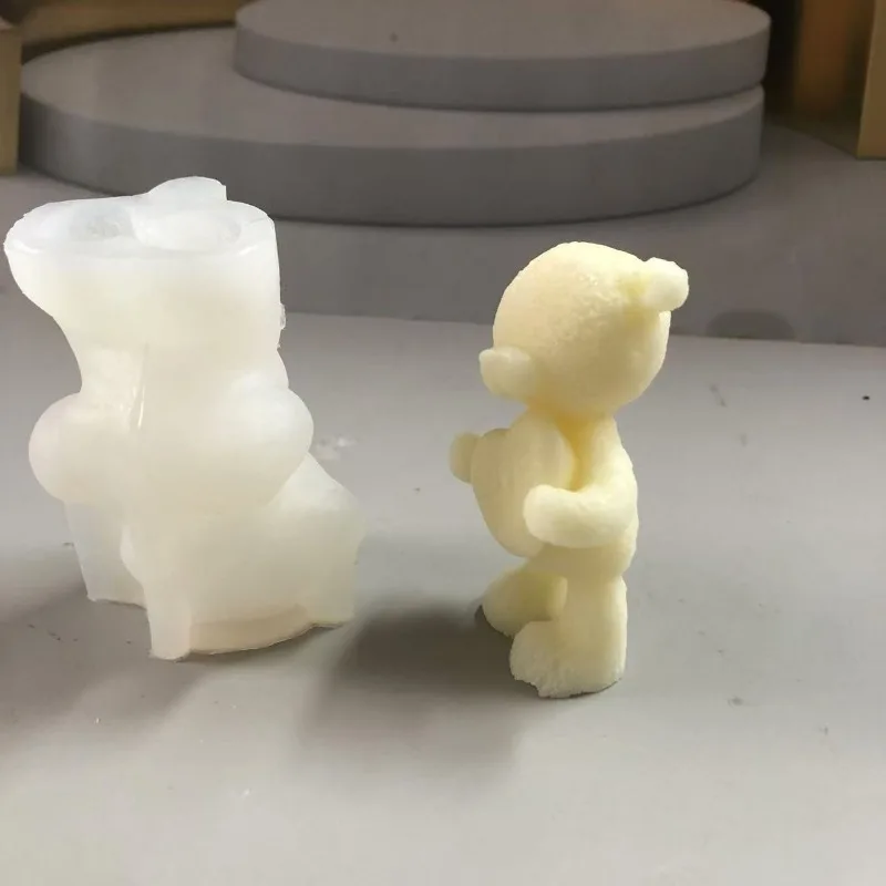 Niedźwiedź Przytul Świeca Miłości Silikonowa Forma 3D Niedźwiedź Mydło Gipsowe Rzemiosło Żywica Cement Glina Forma Ręcznie robione Świeczki Materiały do domu Prezenty — zdjęcie 4