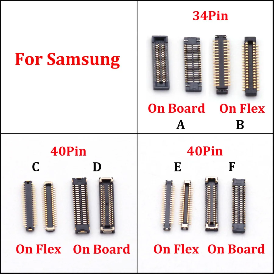 2pcs LCD Display Screen Battery FPC Connector For Samsung Galaxy A02S A025 A025F A03 A035 USB Charger Charging Plug 34 40 Pin