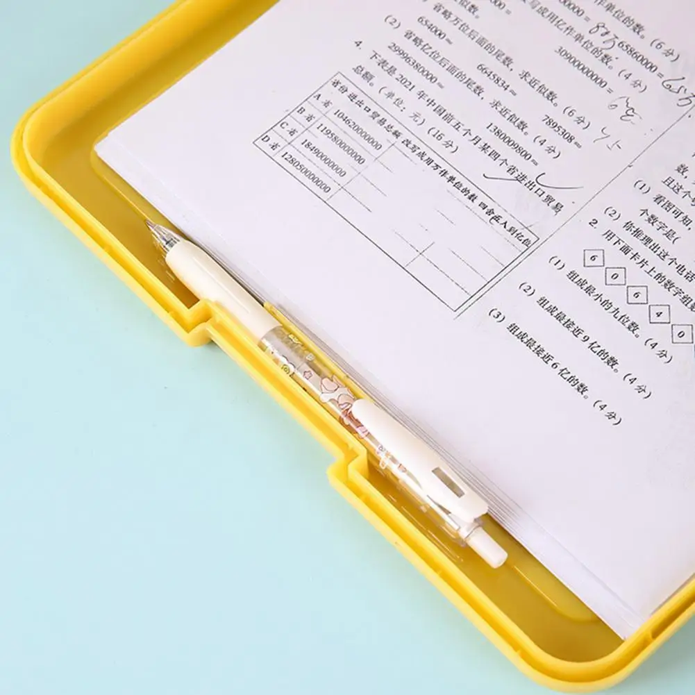 A4 File Storage Box With Clipboard Test Paper Cover Document File Organizer Case Container Organization Office School Supplies