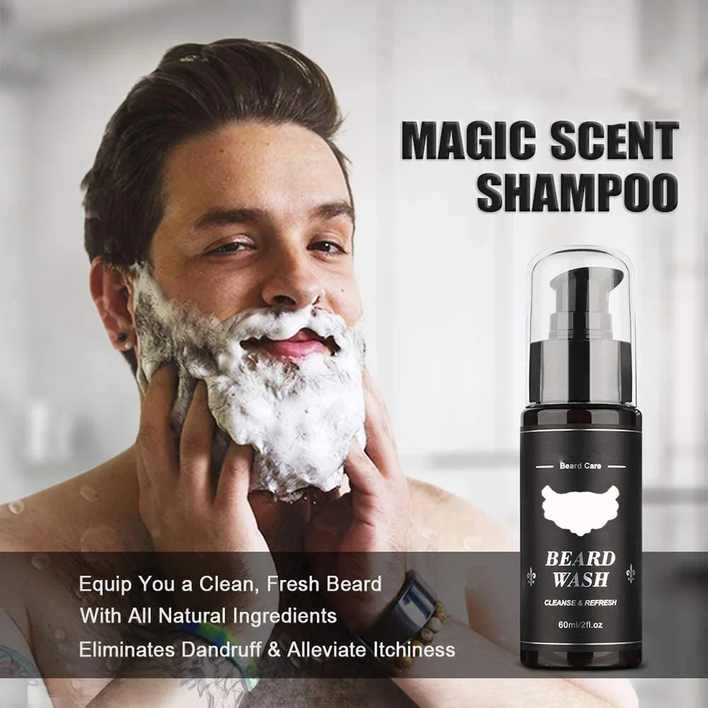 9 PCS Men's Beard care full set beard comb Balm Double-sided comb with roller beard growth liquid