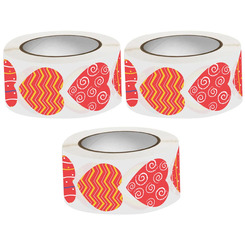 

3 Rolls Heart Shape Envelope Seal Stickers Valentine's Day Gift Sealing Stickers Decorative Scrapbooking Labels