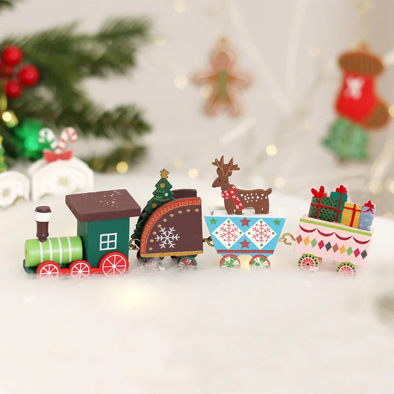 

Christmas Wooden Train Ornament - Hand - Painted Decorative Figurine, Ideal as Children's Toy & Gift, Perfect