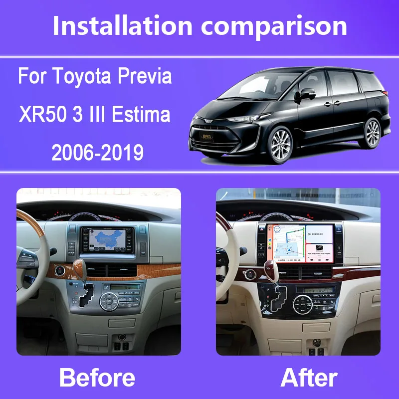 11.5 INCH For Toyota Previa XR50 3IIl Estima 2006-2019 Android12 Car Radio 8G+256G Multimedia Video Player GPS Navigation Stereo