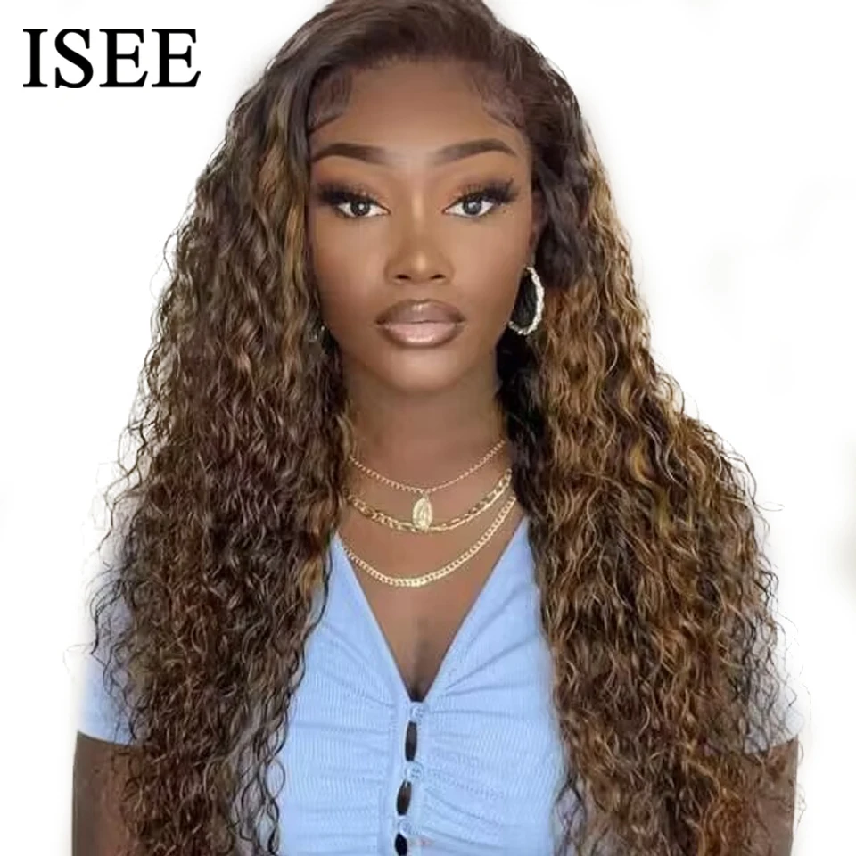 

ISEE Hair Wear And Go 4/27 Ombre Brown Highlights Lace Front Wigs Human Hair Transparent 6x4 Glueless Wig Ready To Wear