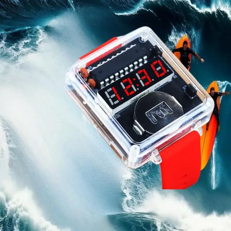 1Set DIY Elektronische Uhr Kit LED Digital Rohr Display Kreative Löten Projekt Transparent Fall DIY Kit (Ohne Batterie)