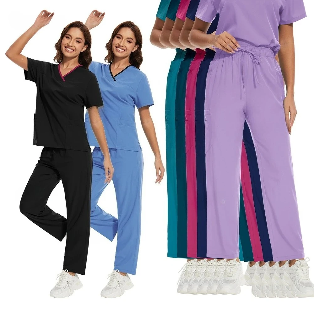 

Разноцветная медицинская униформа, женская больничная хирургическая медсестра, скрабы, набор аксессуаров для медсестер, стоматологическая клиника, салон красоты, мягкая спецодежда