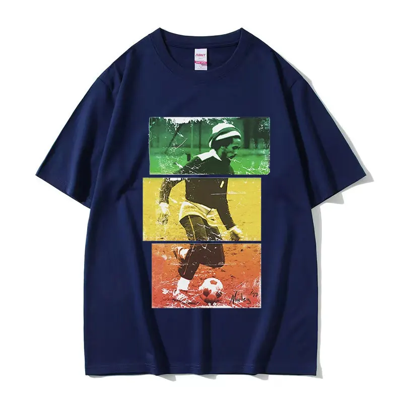 Reggae Bob Marley Football Graphic T-Shirt Men\'s Retro Fashion High Quality T-shirts Hip Hop Oversized Cotton T Shirt Streetwear