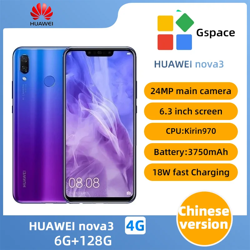 HUAWEI nova3 Android 4G Unlocked 6.3 inch 128G All Colours in Good Condition Original Cell phone used phone