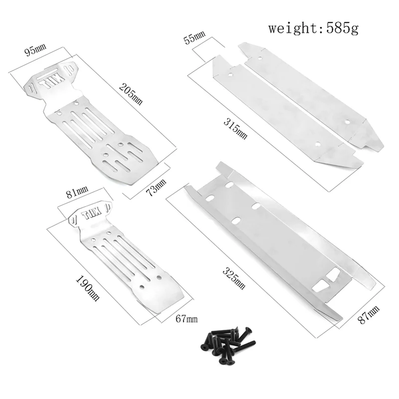 5 Stuks Rvs Voor En Achter Chassis Armor Skid Plate Protector Voor 1/6 Traxxas Xrt Rc Truck Auto Upgrade onderdelen