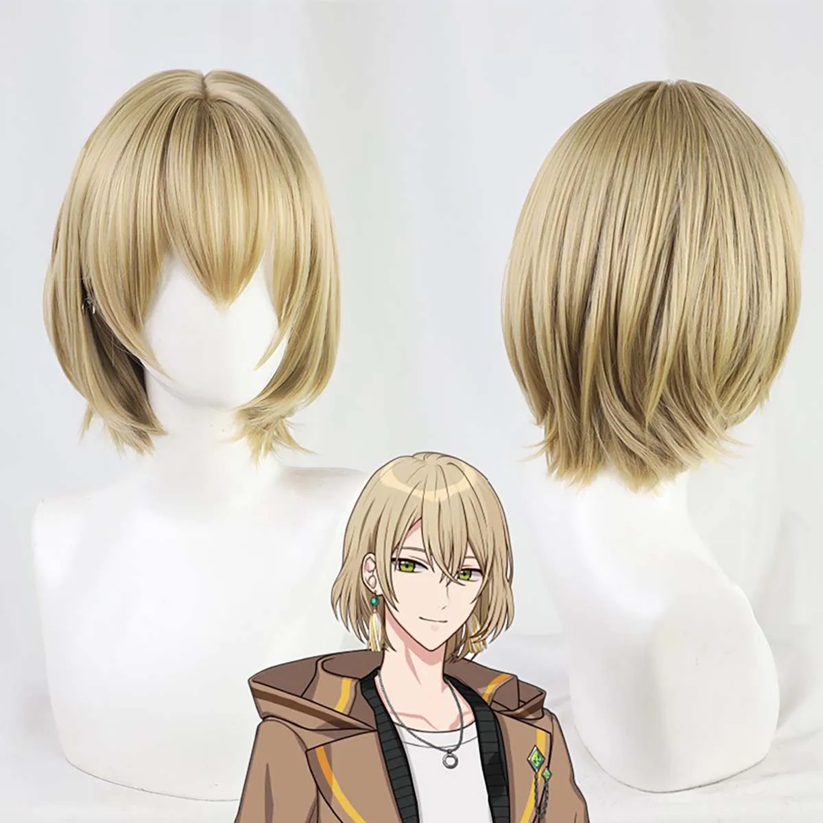 Promise of Wizard Rutile Cosplay Wig Heat Resistant Synthetic Blonde Short Bob Hair Adjustable Cap Halloween Costume Accessory