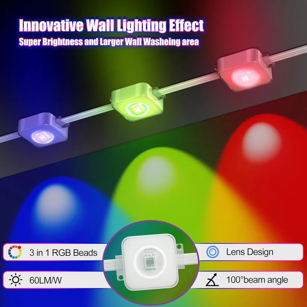 Luce per grondaia intelligente RGB + IC Luci esterne permanenti Controllo app Temporizzatore di sincronizzazione musicale IP67 Impermeabile per decorazioni quotidiane per le vacanze di Natale