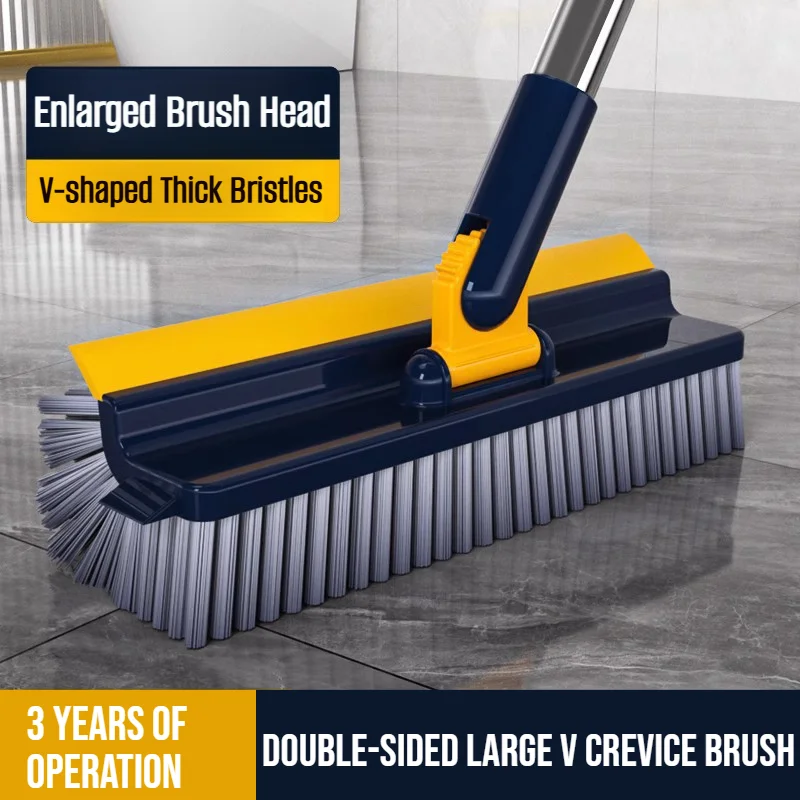 5 in 1 Cleaning Brush Bathroom Floor Brush with Tweezers and A Wiper Multifunctional Long-handled Floor Brush Crevice Brush