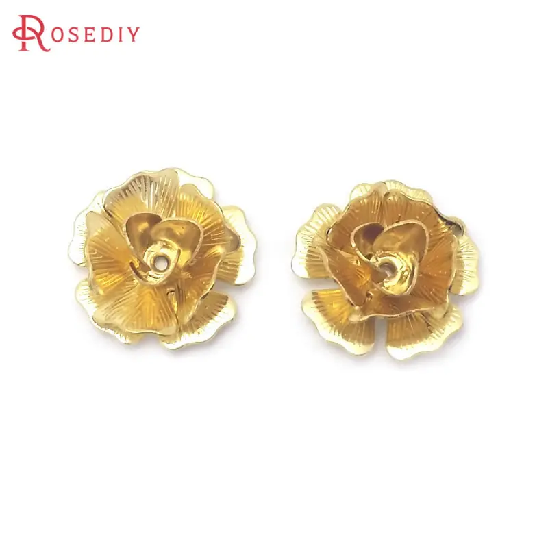 15MM 22MM Not plated color Brass 3D Multi-layer Flower Diy Accessories Jewellery Making Materials Rosediy official-website