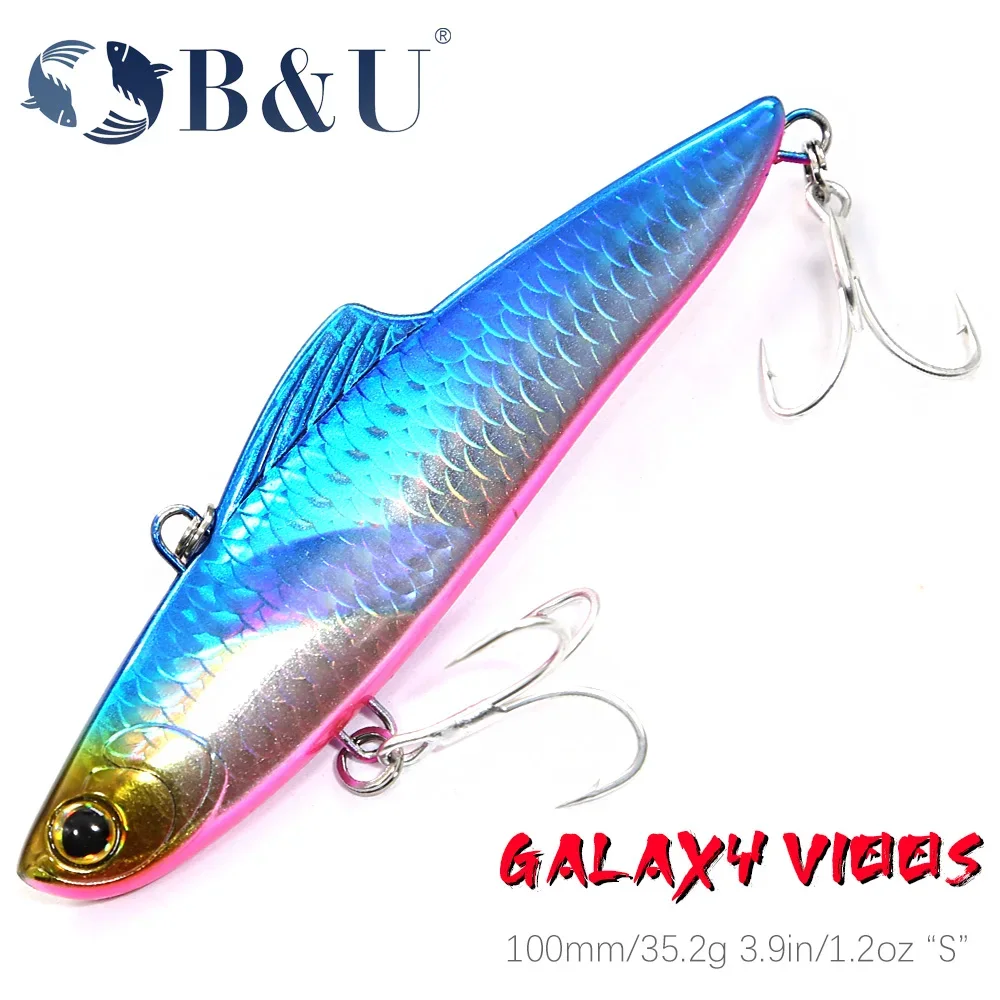 

B&U 100mm Blade Long Casting Vibration Treble Hooks Hard Lure Wobblers Bass Pike Fishing Sinking Saltwater Freshwater Winter