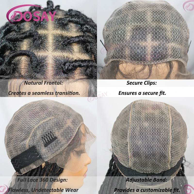 Perruque Dreadlock Synthétique Longue de 40 Pouces pour Femme Noire, Cheveux Tressés, Full Lace, Wave Locs Braids, Cornrow Braids Lace Wigs fway